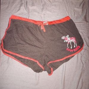 Lazy One Gray and Orange Good Vibes Moose Boxer Sleep Shorts Size Large